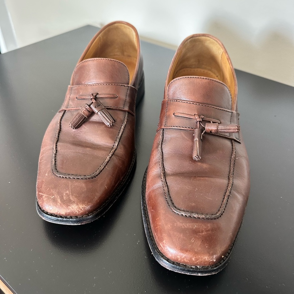 Men's Brown COLE HAAN Leather Tassel Loafers Size 10.5